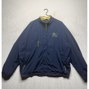 Retro North Carolina Navy Yellow Windbreaker Zip Jacket Men’s XXL Stand Collar